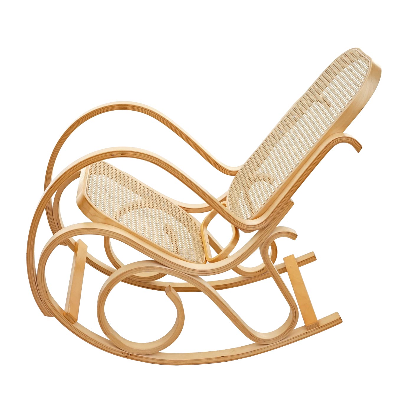 Sedia a dondolo sedia a dondolo colore rovere schienale rattan FAB04022 - 2