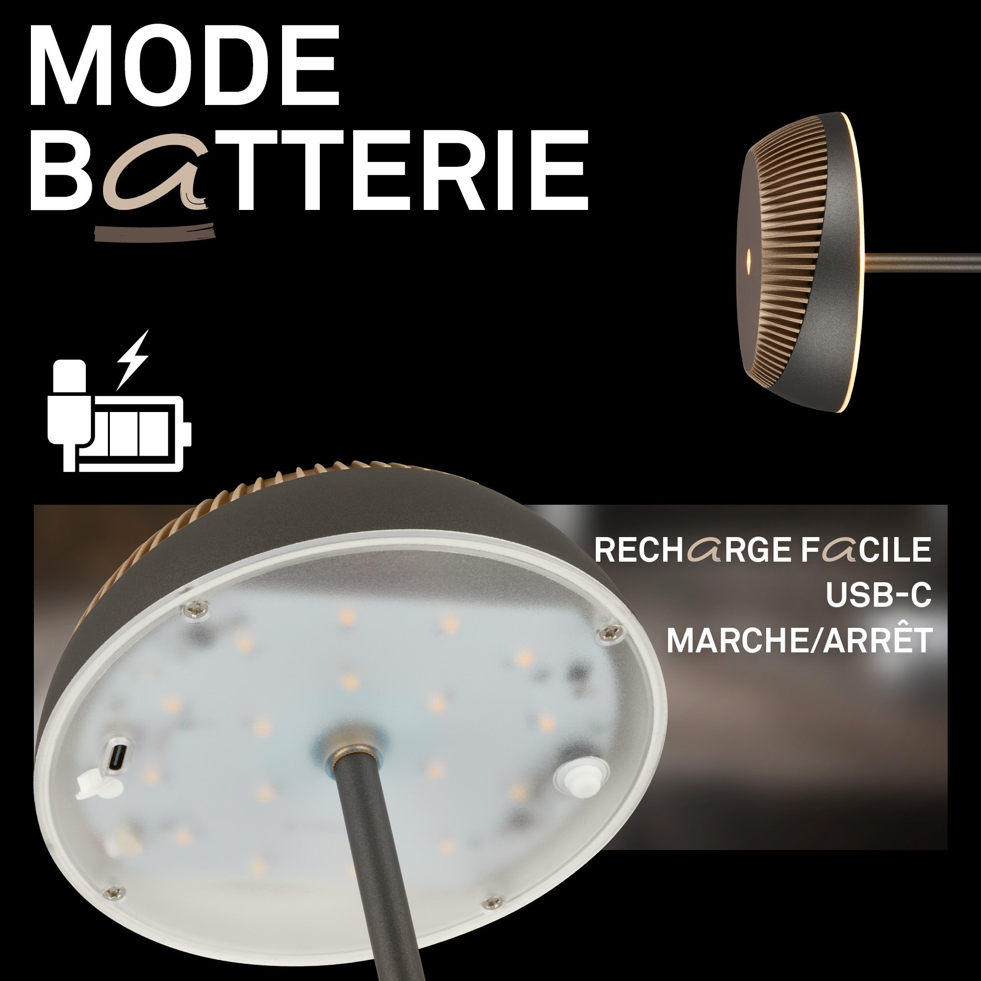 Lampe de table LED - German Design Award - Sans fil - Tactile - Ø14x32cm - Blanc chaud - 2W, 200lm - Briloner - 7