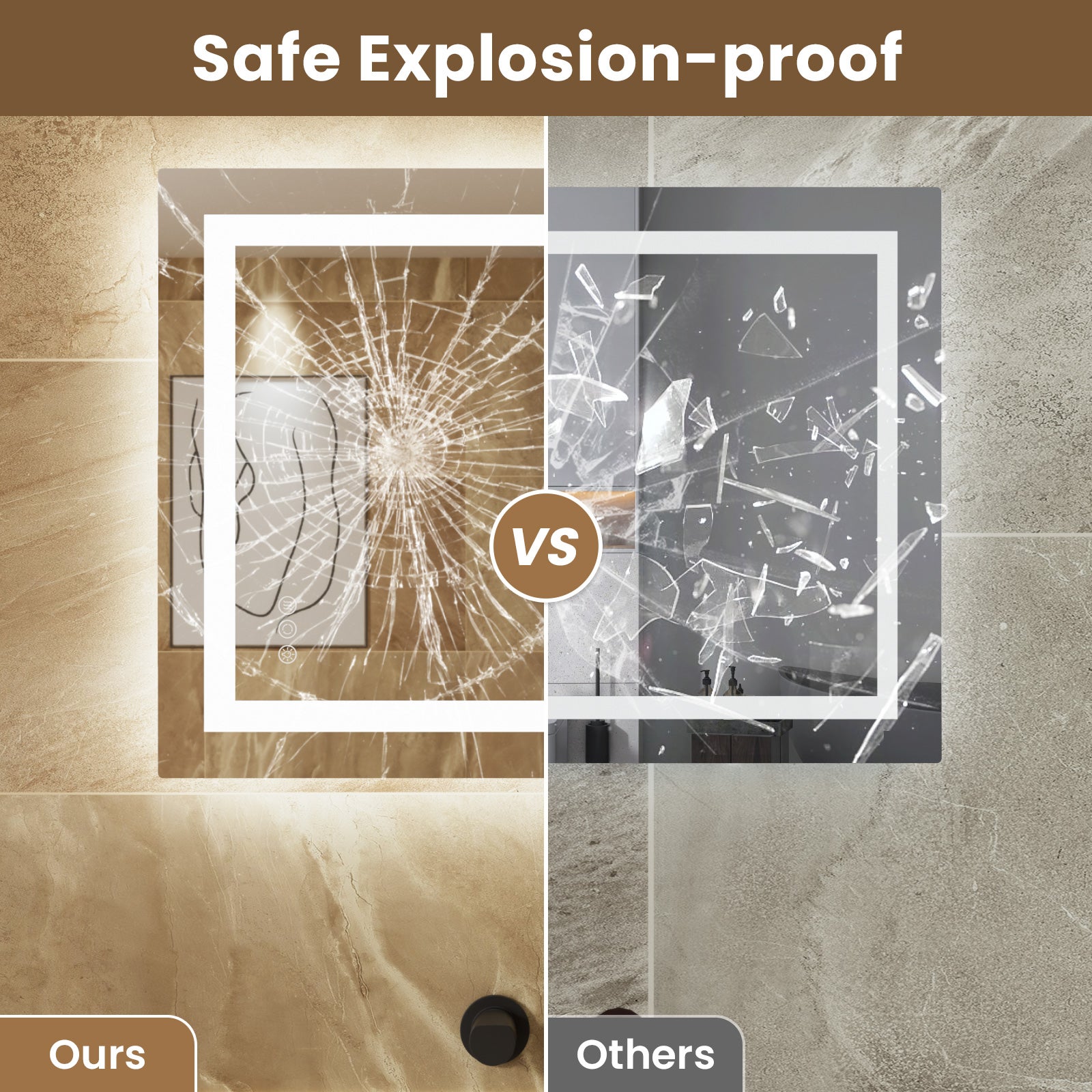 Espejo con Sensor LED, Espejo de Tocador de Inducción, Iluminación Regulable, IP64, Vertical/Horizontal para Baño (80x60cm), Plateado - 6