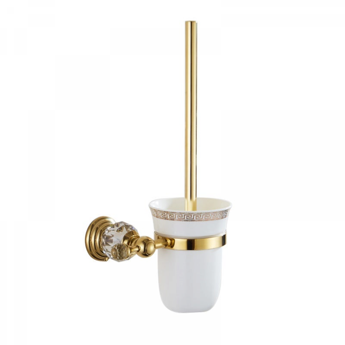 Scopino Per WC Oro Con Manico In Acciaio Inox - Set Con 3 Spazzole Di Ricambio Bianche - Per Bagno E Vasca