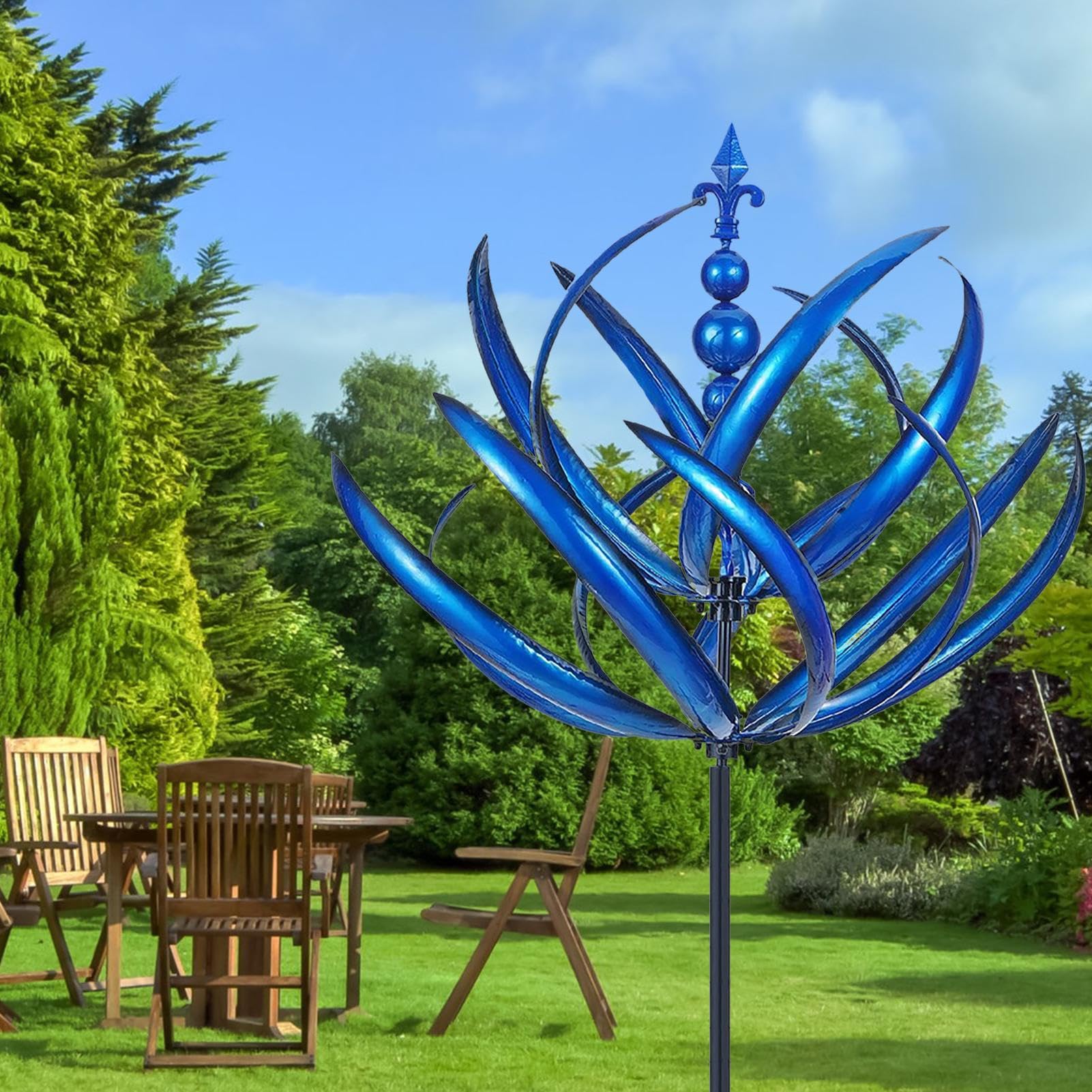 Moulin à vent en métal rotatif à 360 degrés, décoration d'extérieur, grand moulin à vent pour terrasse, pelouse et jardin. - 5