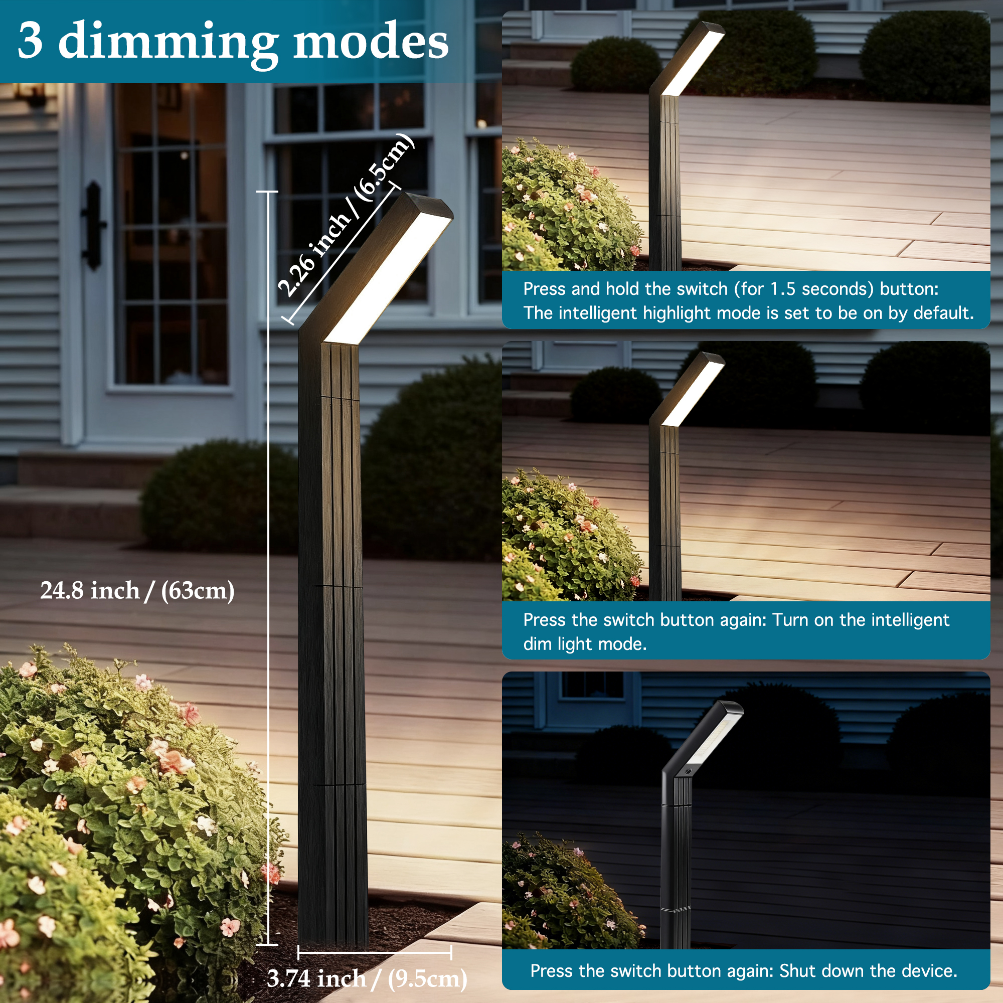 LUXEN Luces Solares para Senderos al Aire Libre, 4000k Blanco Día, Luces Impermeables para Acera y Paisaje, Camino, Entrada, Césped y Patio - 2