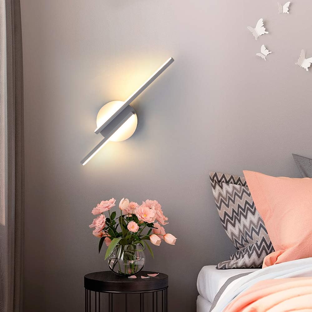 GOECO Applique murale LED Moderne 16 W pour Salon et Chambre à Coucher, Lampe Murale et de Chevet Intérieure, Lumière Blanche Chaude 3000K - 3