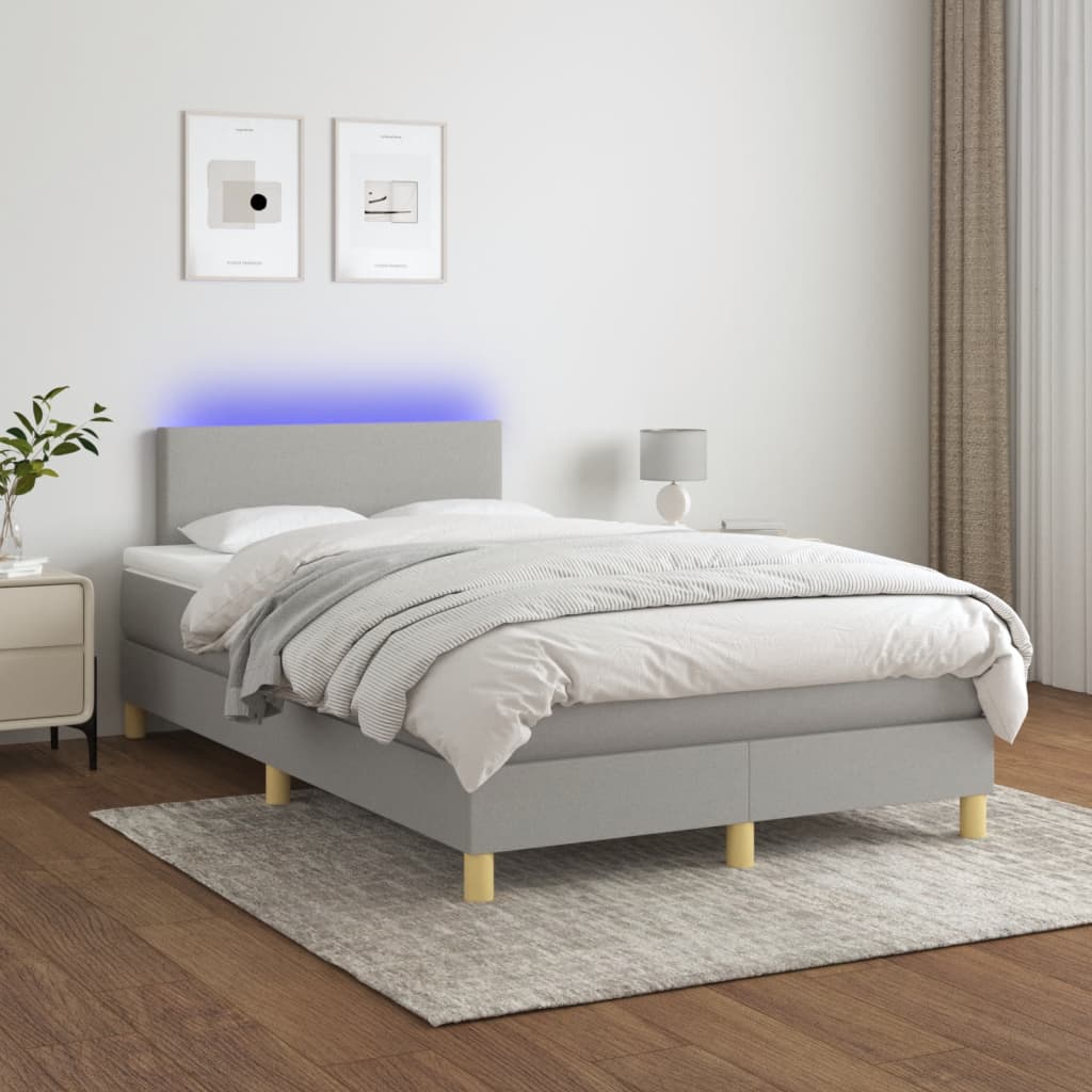 Lit à Sommier Tapissier Gris Clair 120x200 Cm VidaXL - Velours Côtelé Élégant Et Confortable