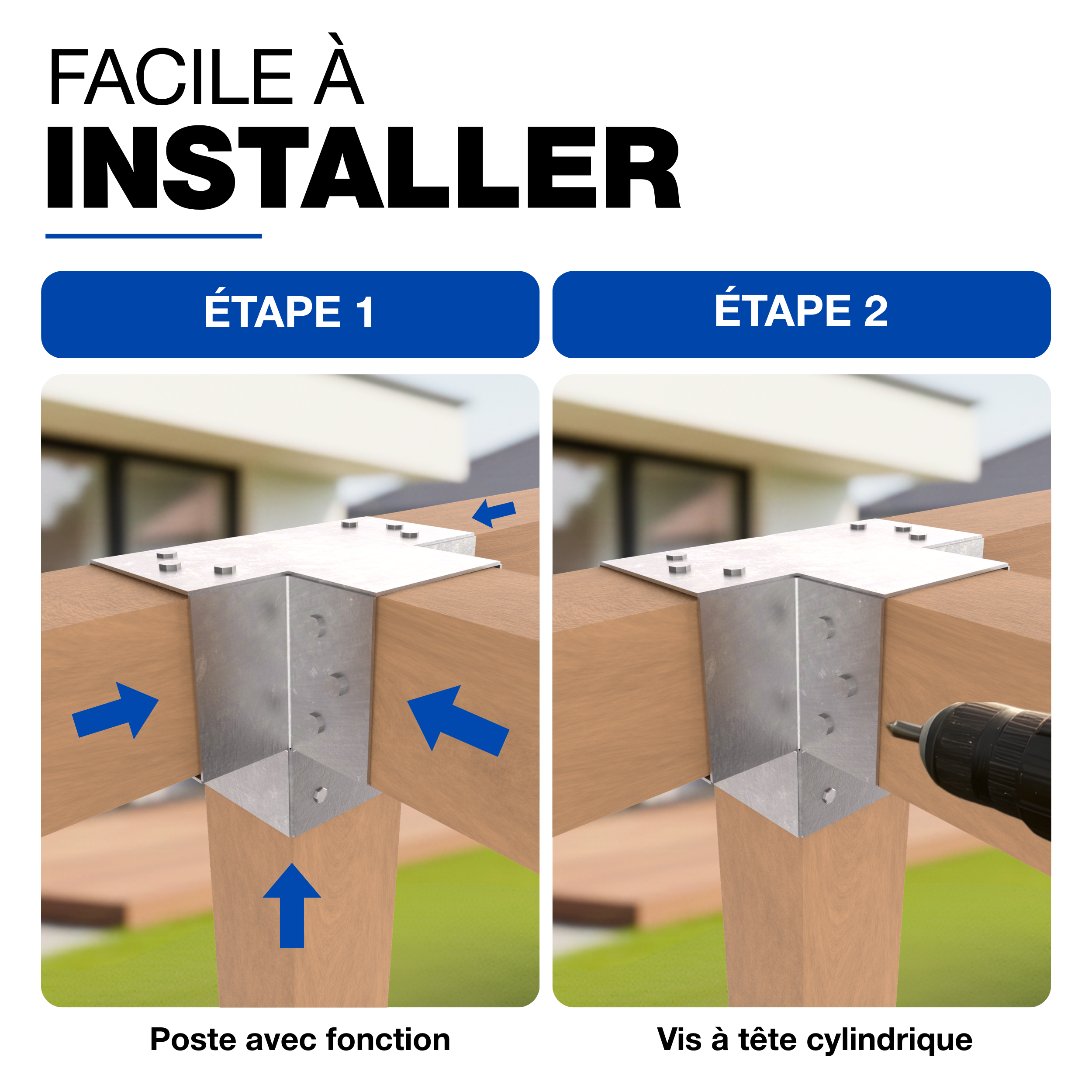 Connecteur de Poteau X 71x71 mm Galvanisé à Chaud Lot de 4 Pergola Connecteur D’Angle 4 Voies Pavilon Support Bricolage Menuiserie GeZu Impex - 3