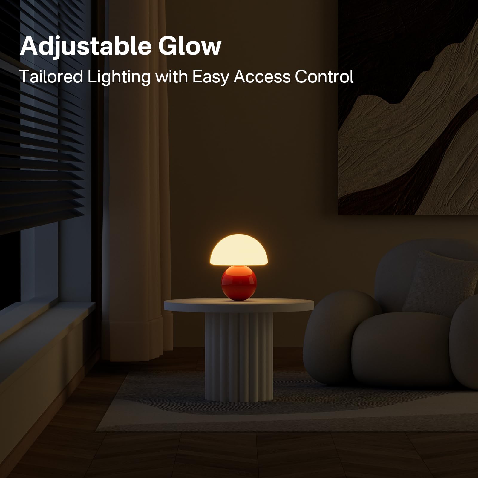 Lampe champignon petite lampe, lampe de chevet de table pour chambre à coucher, lampe moderne 3 couleurs, orange - 5