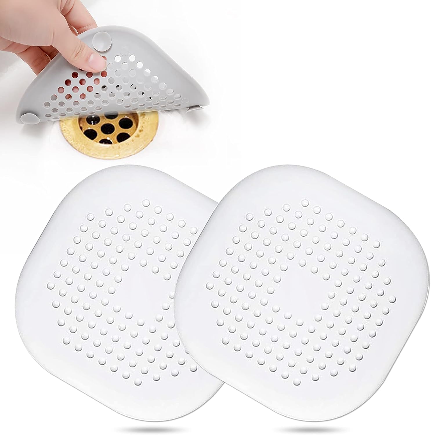 Biały kolektor odpływowy 14*14*0,1 cm, 2 kwadratowe pokrywy odpływowe z PVC, odpowiednie do łazienki, wanny i kuchni