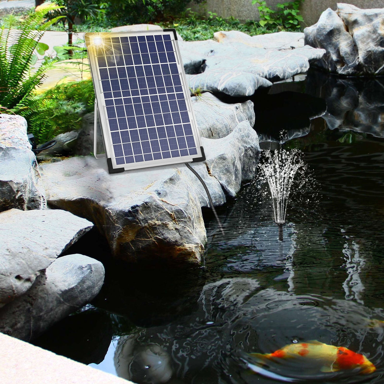 Pompe de fontaine solaire 10 W avec des buses de grand panneau 3 max. Hauteur d'eau 100 cm pour le cuir de pêche pour bain d'oiseaux Petit étang - 6