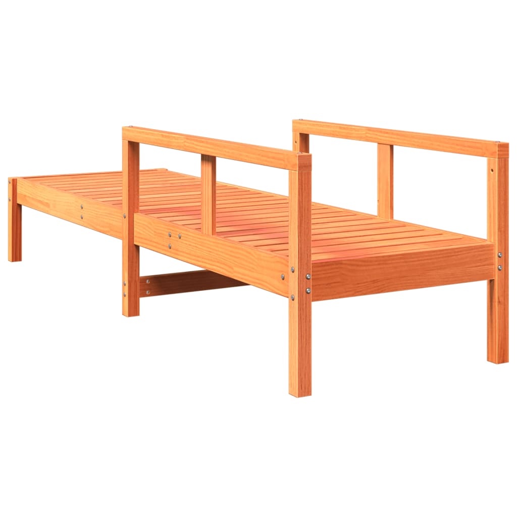 Chaise longue cire marron 199,5x62x55 cm bois massif de pin - 6