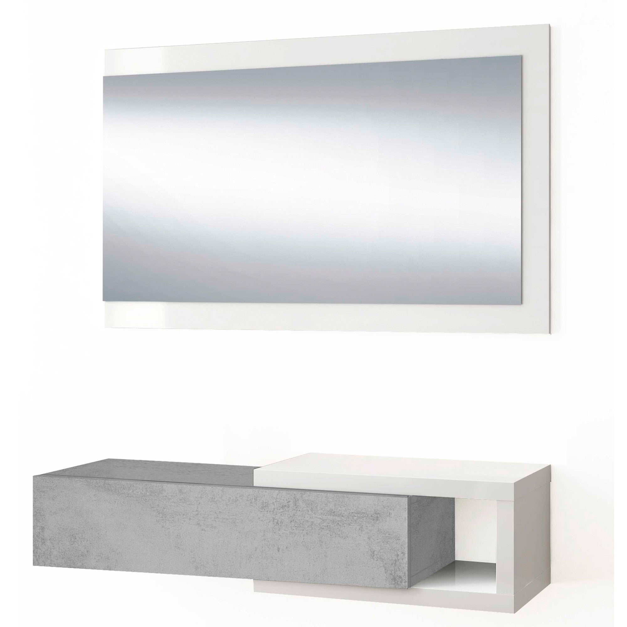 Meuble Mélaminé Design Meuble D'entrée Mural Isabela Avec Miroir Et Tiroir - Design Moderne Suspendu - Couleur Safir 60cm - MB Muebles Bonitos Console Meuble