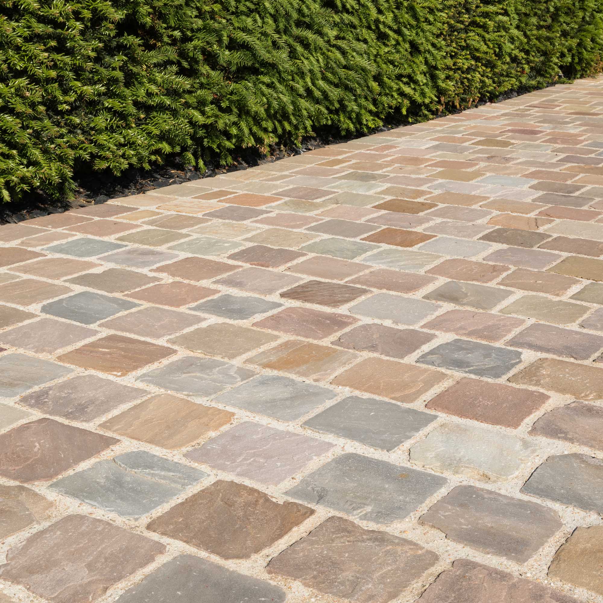 Multichlore Pavé Pierre Naturelle Grès Kandla Ocre Multicolore 14x14 Cm Ep.±2,5 Cm ...