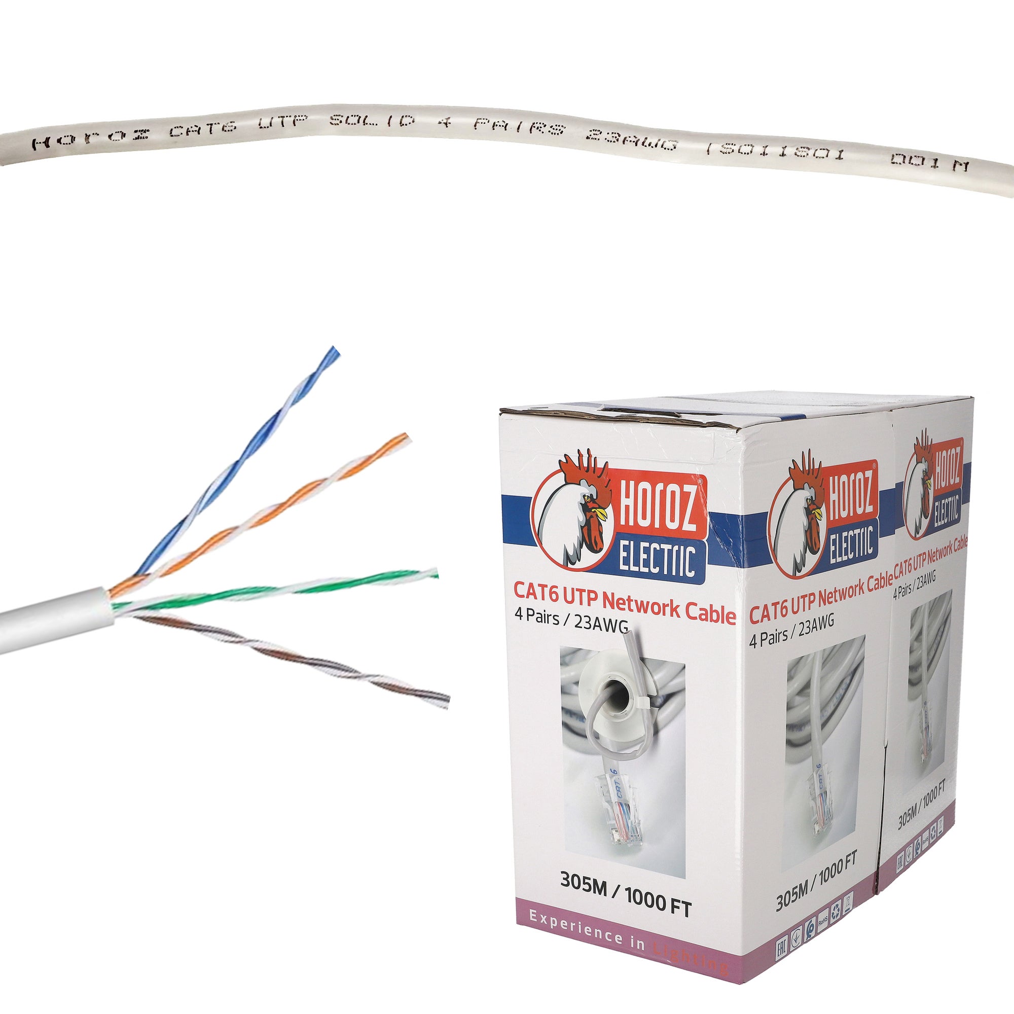 Kabel UTP kabel LAN przewód sieciowy skrętka CAT6 1 Gb/s 250 MHz / 23 AWG 305m Horoz