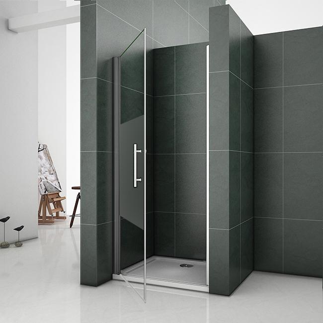 Aica Porte De Douche Pivotante 70x185cm En Niche En Verre Bande Central Dépoli Anticalcaire - 2