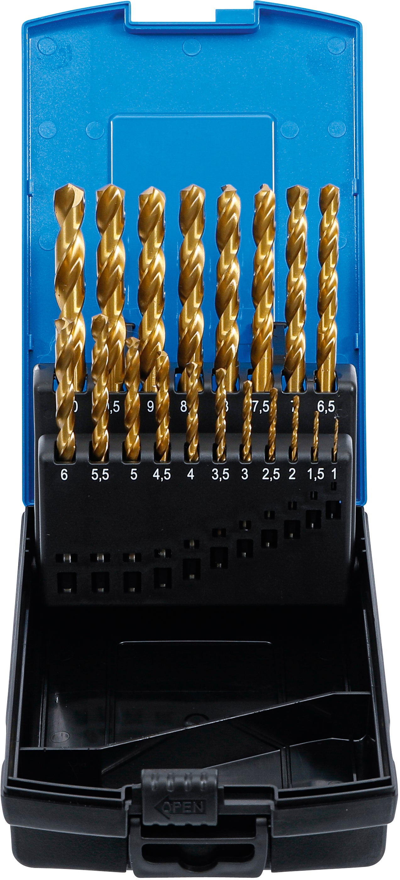Zestaw wierteł krętych BGS HSS-G tytanowo-azotowany 1 - 10 mm 19 szt. - 2040