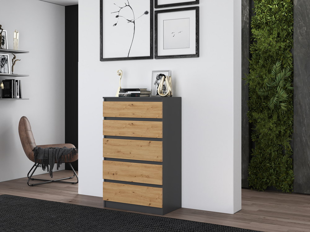 Topeshop M5 ANTRACYT/ARTISAN chest of drawers