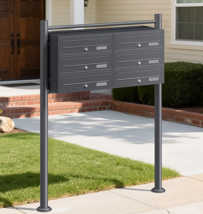 Bloc De 6 Boite Aux Lettres Anthracite 2 Clés 2x3 Compartiments - 5