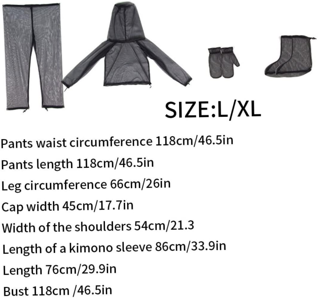 4pcs / Ensemble Anti Moustique Vêtements Mosquito Mosquito Nets Translucide Nets Mosquito Suit L/XL Protection de Moustique Pliable pour Le Camping Ra - 5