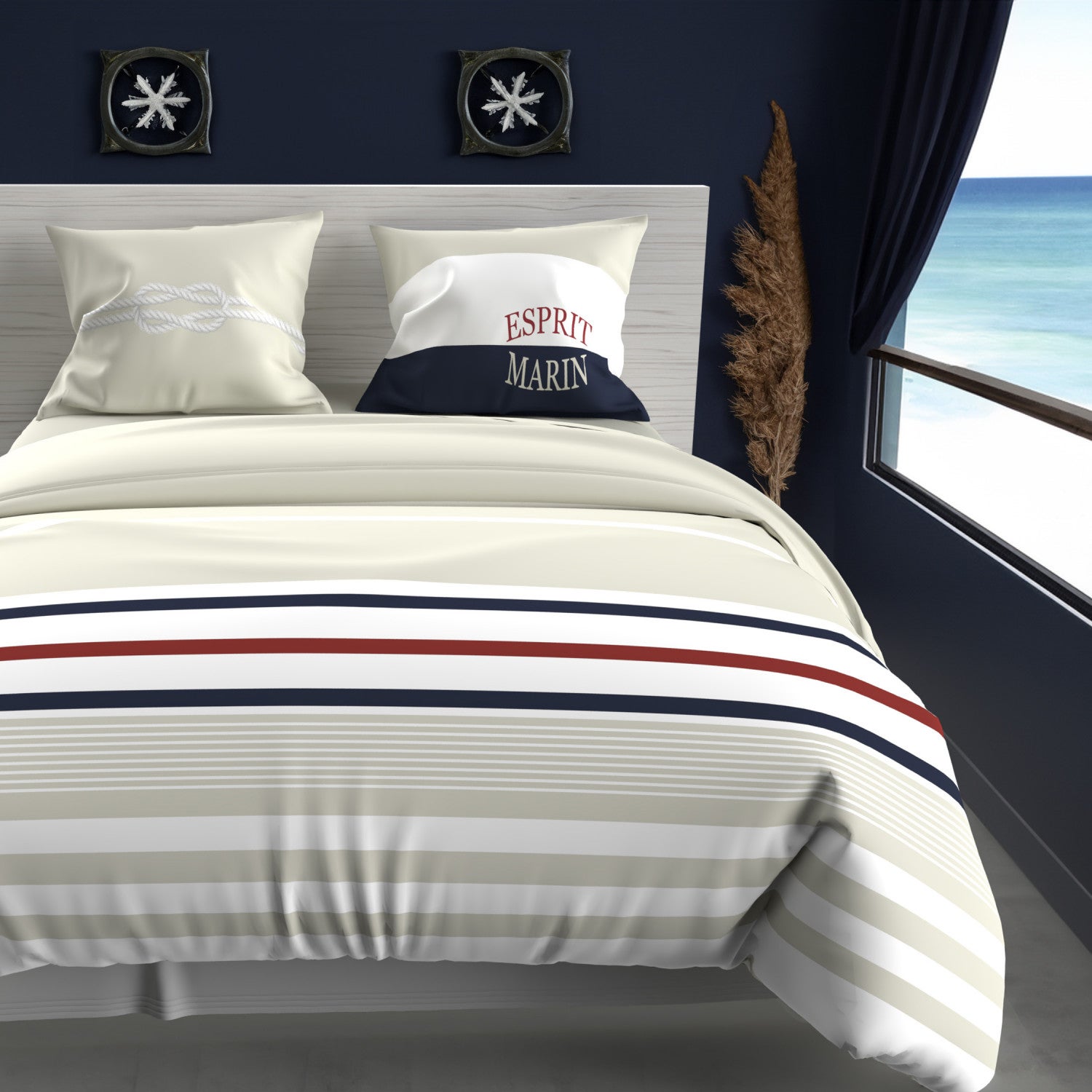 Housse De Couette 260x240 Loni + 2 Taies Coton 57 Fils - Housse de couette - Parure de lit