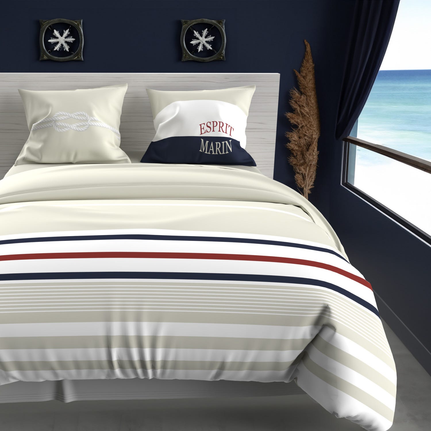 Housse De Couette 260x240 Loni + 2 Taies Coton 57 Fils - Housse de couette - Parure de lit Housse De Couette 260x240 Loni + 2 Taies Coton 57 Fils - Housse de couette - Parure de lit