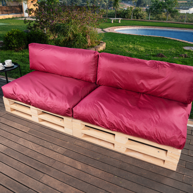 Coussins Palette Déhoussable Imperméable LOT x2 BANANAIR 120x80cm/120x40cm Rouge - 6