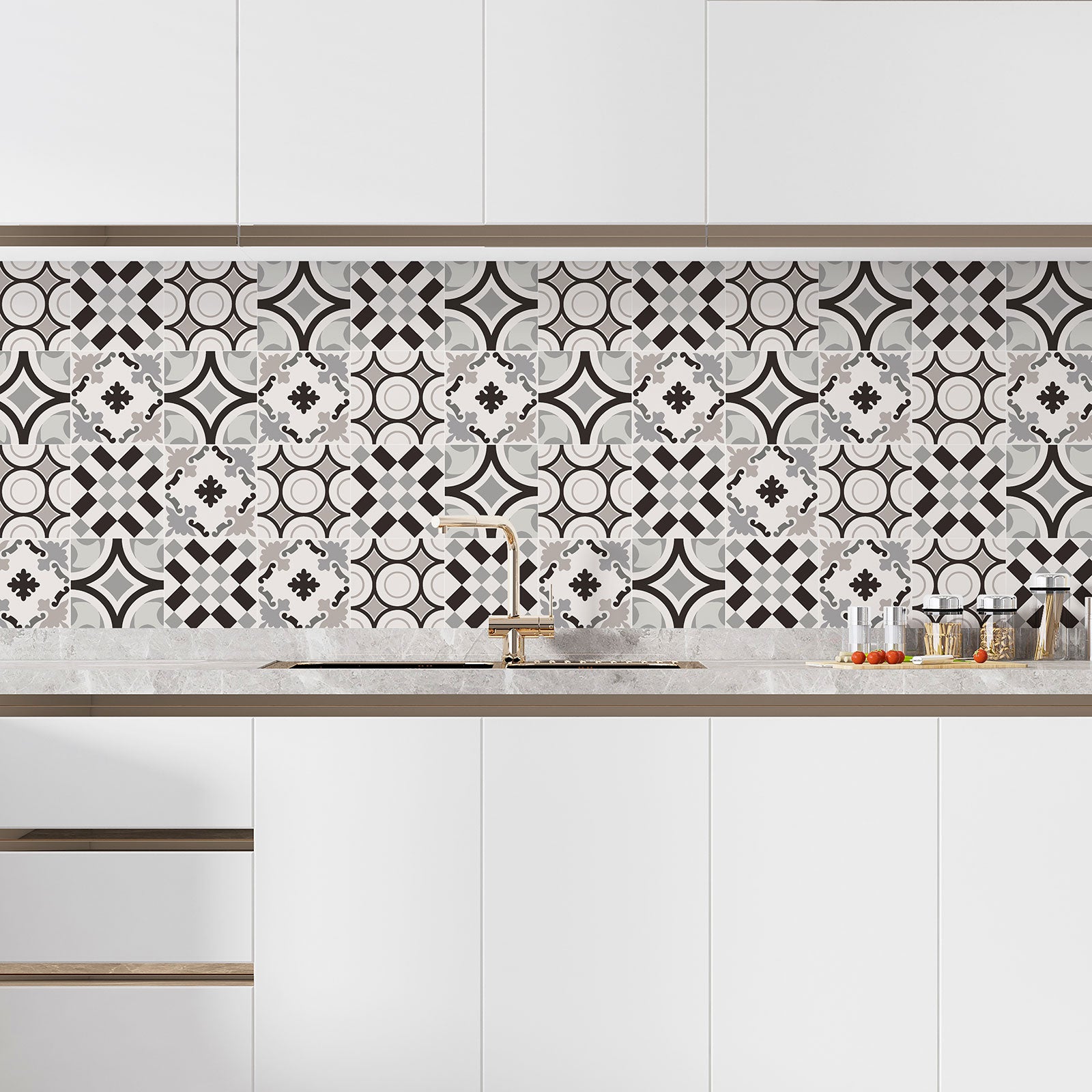 Adesivi Per Piastrelle Kiwistar Arancione Lucido | 25 Pezzi 14,5x14,5 Cm | Pellicola Autoadesiva Per Cucina, Bagno E WC | Rimovibile E Impermeabile