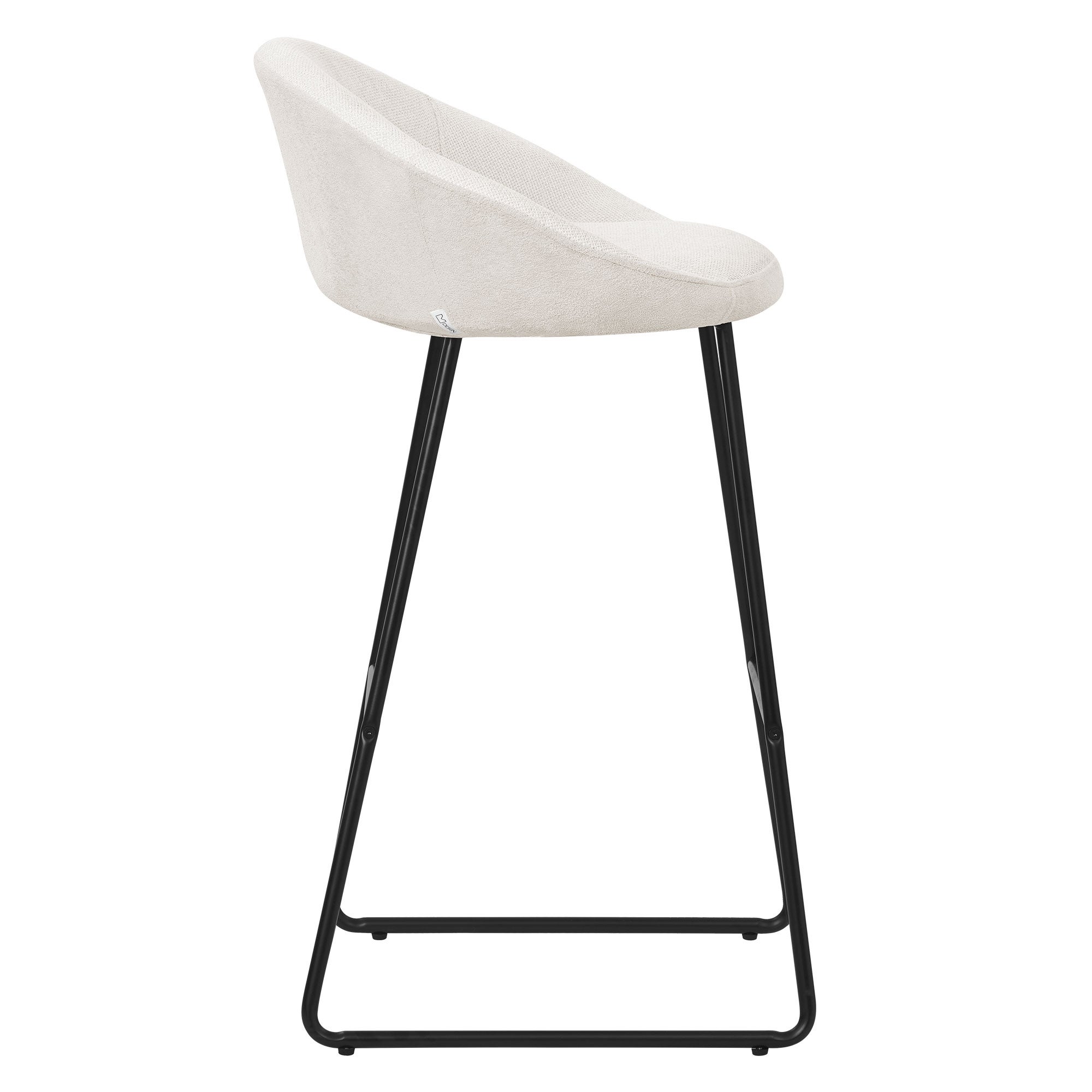 ML-Design Set di 4 sgabelli da bar beige, in tessuto, A 75 cm, con schienale curvo e poggiapiedi, sedie alte imbottite per cucina, isola o bistrot - 3