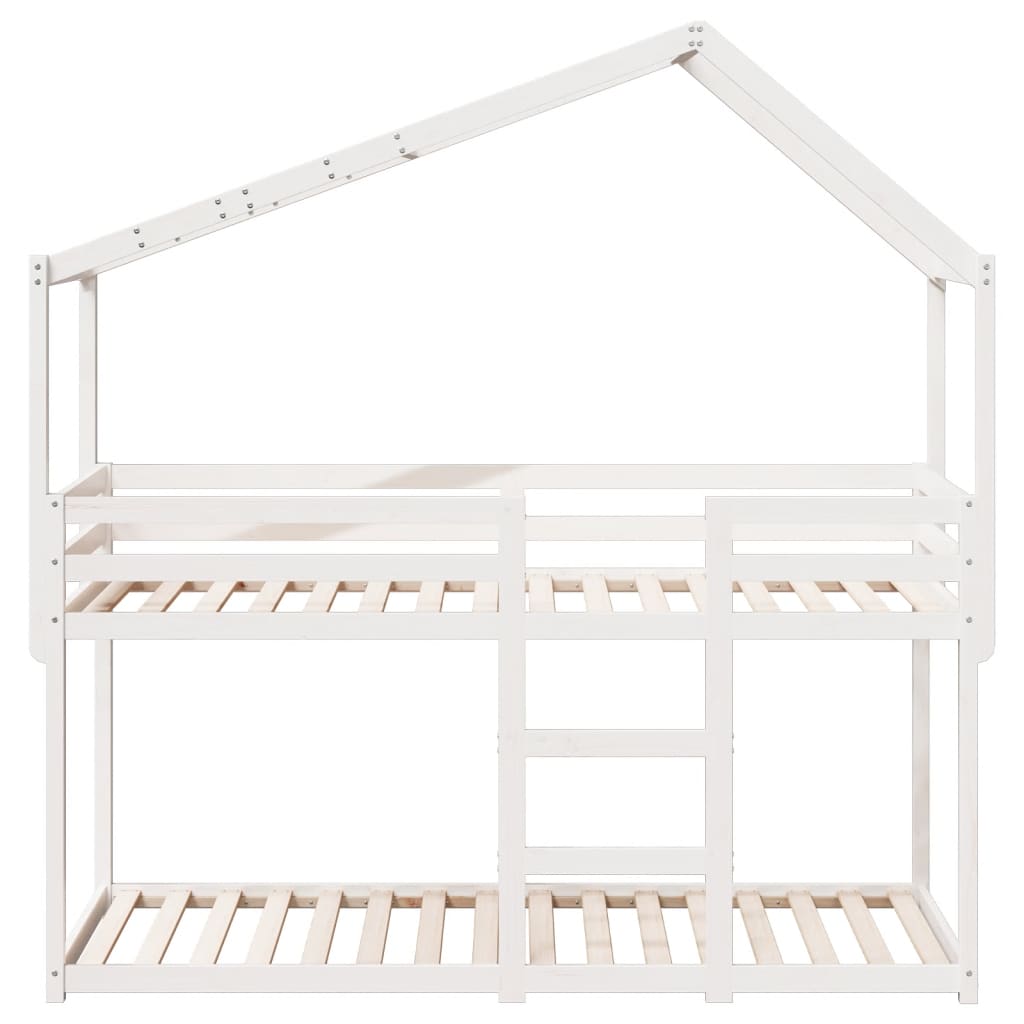 Lit superposé avec toit blanc 75x190 cm bois massif de pin - 4
