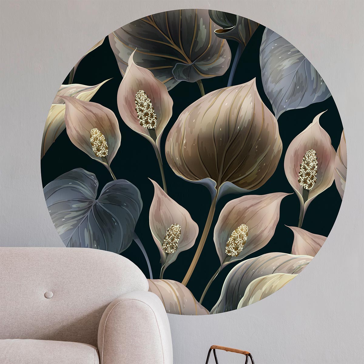 Papel pintado prepegado - flores de lirio de la paz - adhesivo de pared - revestimiento sticker mural decorativo - xl-h120xl120cm