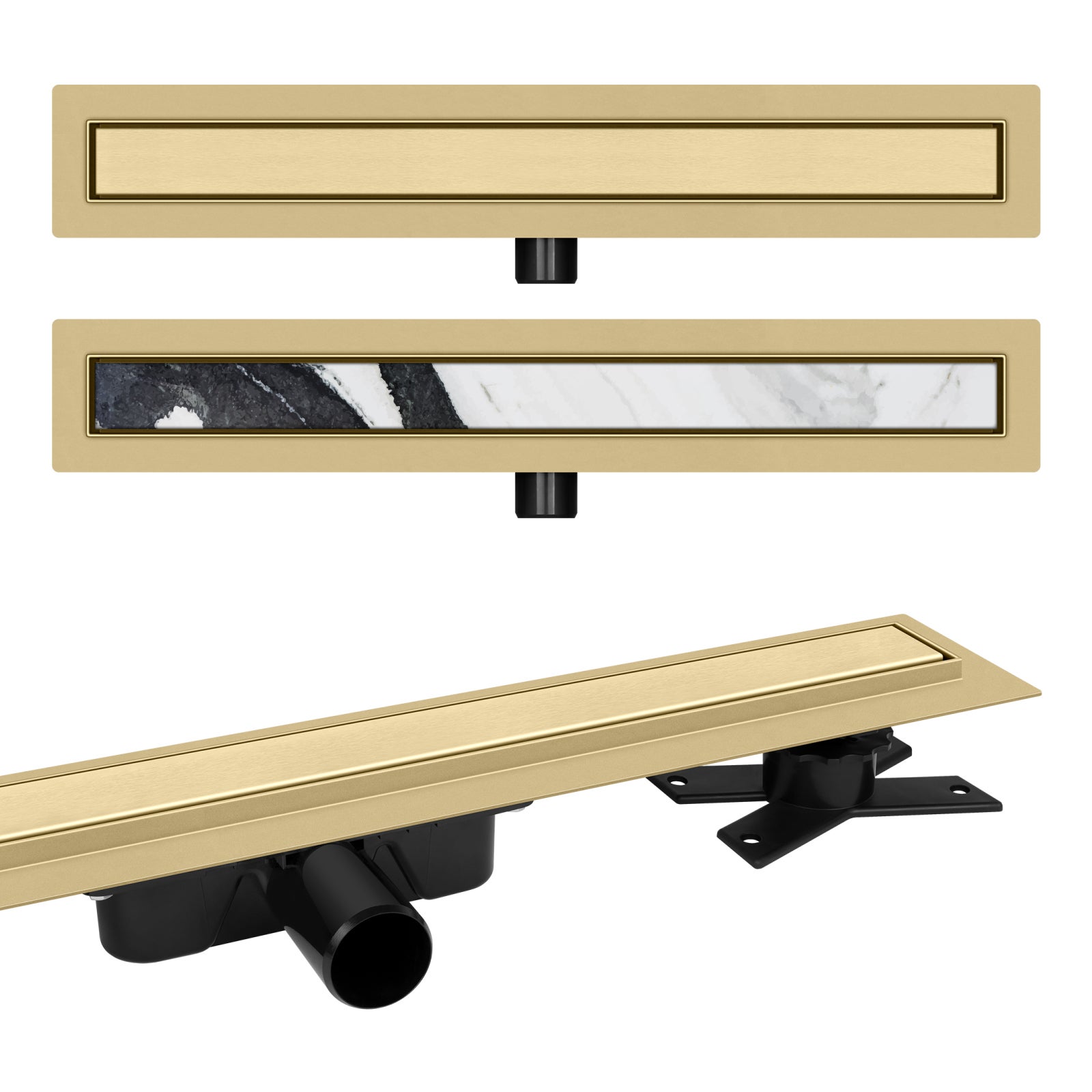 Odpływ liniowy Vogi Premium SL X ruszt Duo pod płytkę 100 cm złoty PVD 1 szt.