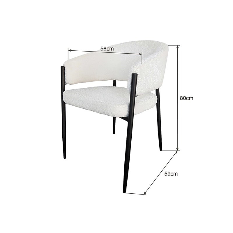 Sedia imbottita da interno effetto boucle bianca - 8