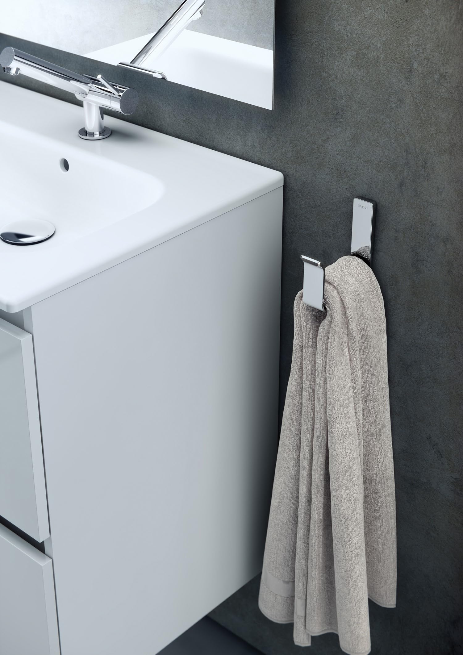 COSMIC Porte serviette anneaux, 3 cm, Adhésif et Vis Inclus, Acier Inoxydable, Anti-corrosion, Collection LINE - 5