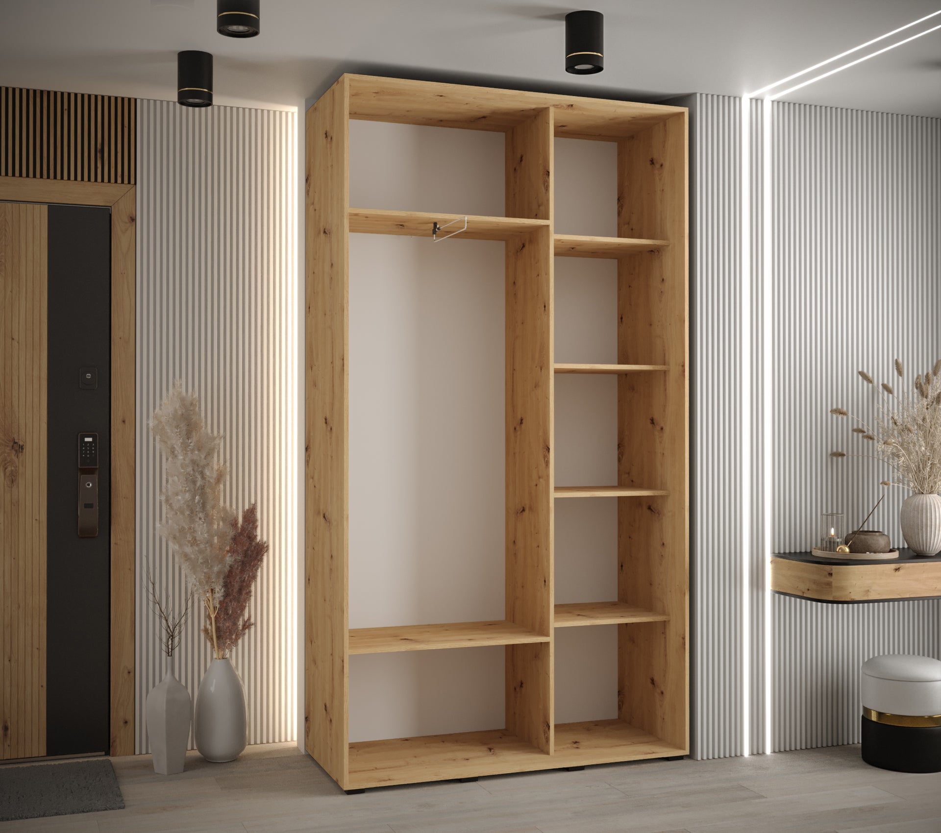 Szafa przesuwna wysoka Davos 10 140 x 45 x 235,2 cm artisan + artisan + u. srebrny - Abiks Meble - 3
