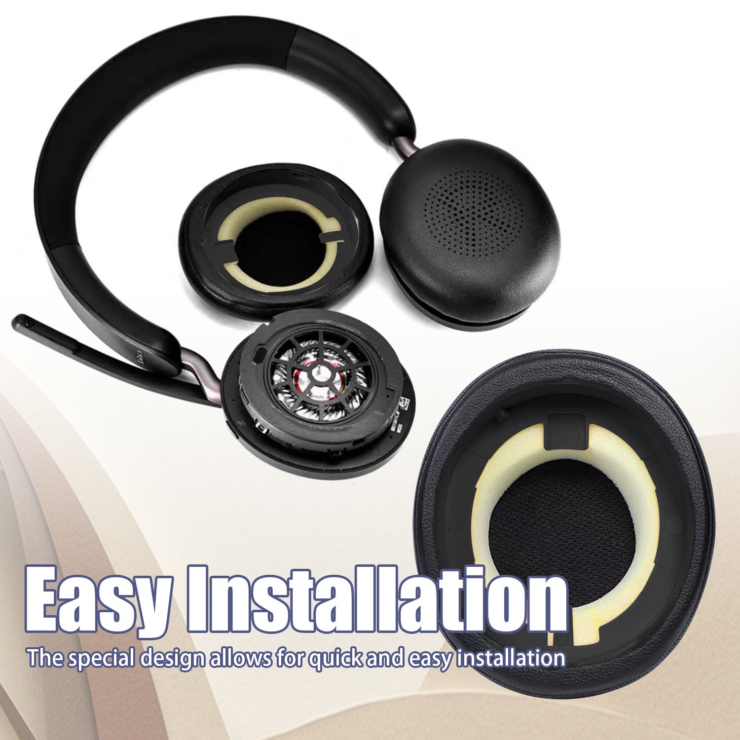 Coussinets pour casque Jabra Elite 45H / Jabra Evolve2 65 - 1 paire Black Jabra Elite 45H / Jabra Evolve2 65 - 4