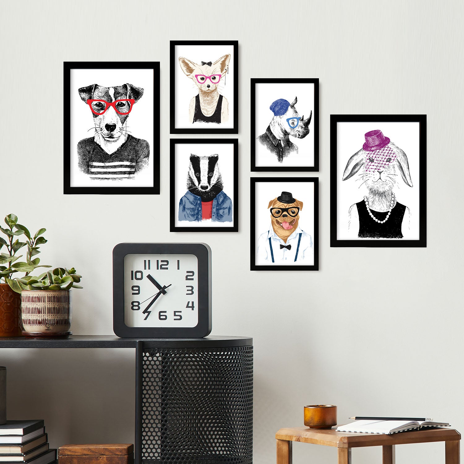 Nacnic animalees aesthetic wall art prints for bedroom or living room design