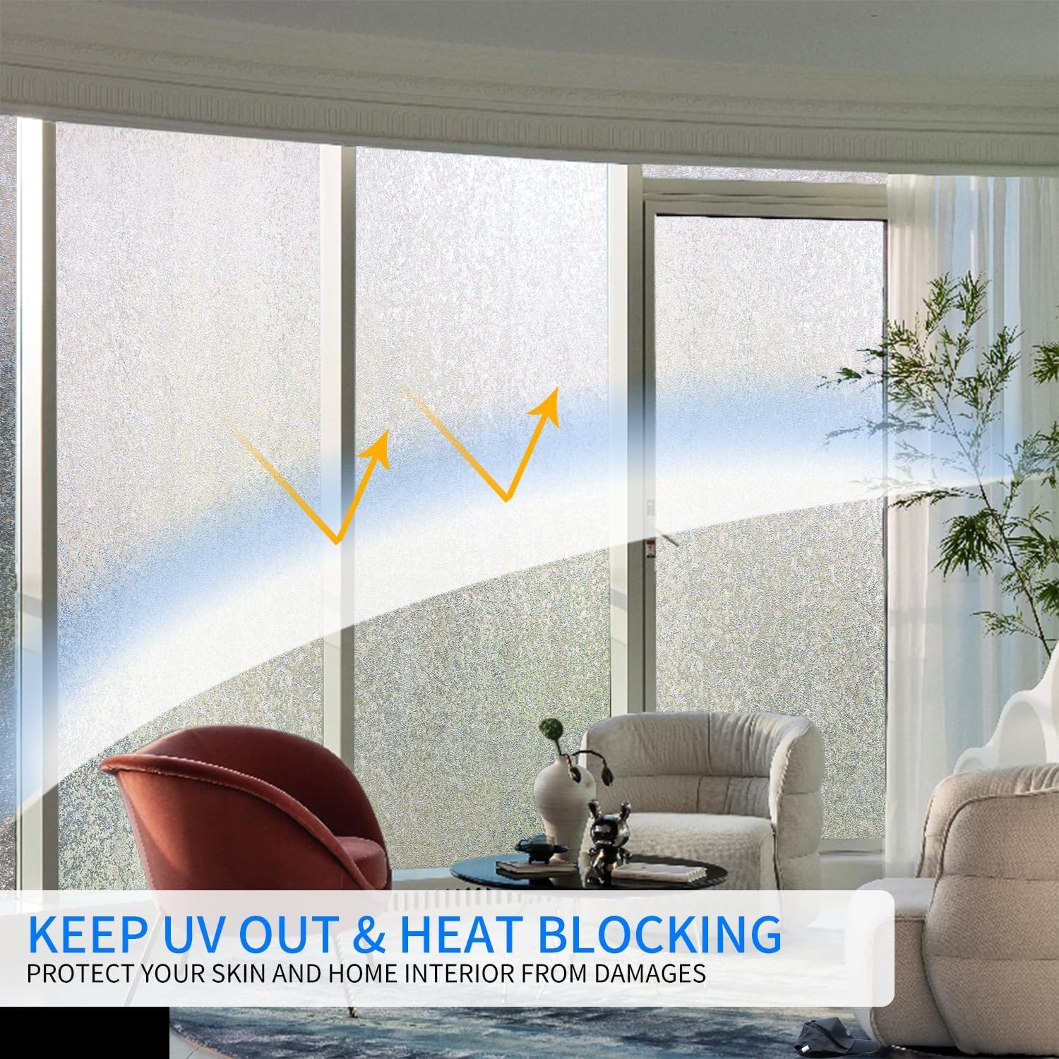 Folia okienna zapewniająca prywatność elektrostatyczną, matowa, do prysznica, biura i domu (50 x 300 cm) - 4