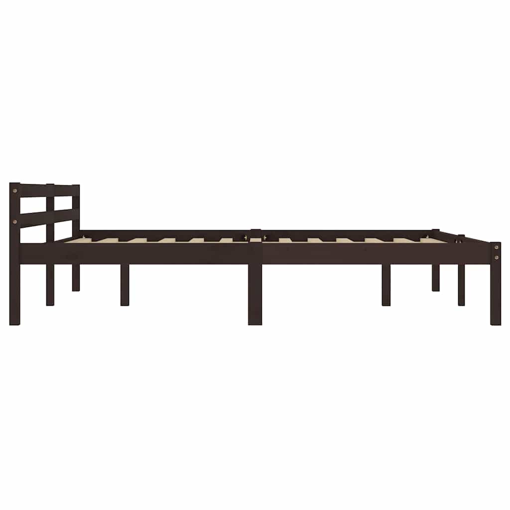 Cadre de lit sans matelas, en pin massif marron foncé, pour la chambre, 160 × 200 cm - 5