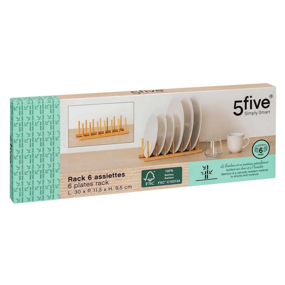 Rack 6 assiettes en bambou - 5five - 4