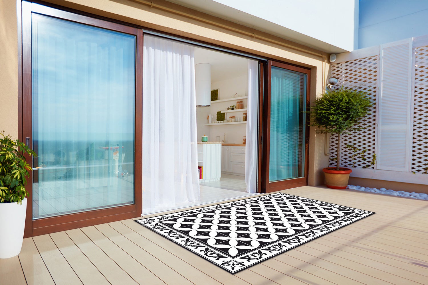 Tapis vinyle extérieur décoratif carreaux espagnols style méditerranéen authentique terrasse 150x225 – Tulup - 5