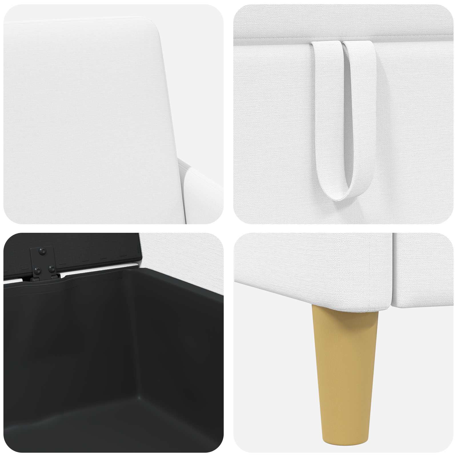 Canapé avec rangement 2 pièces, 4 places, blanc, pour le salon, 172 × ...