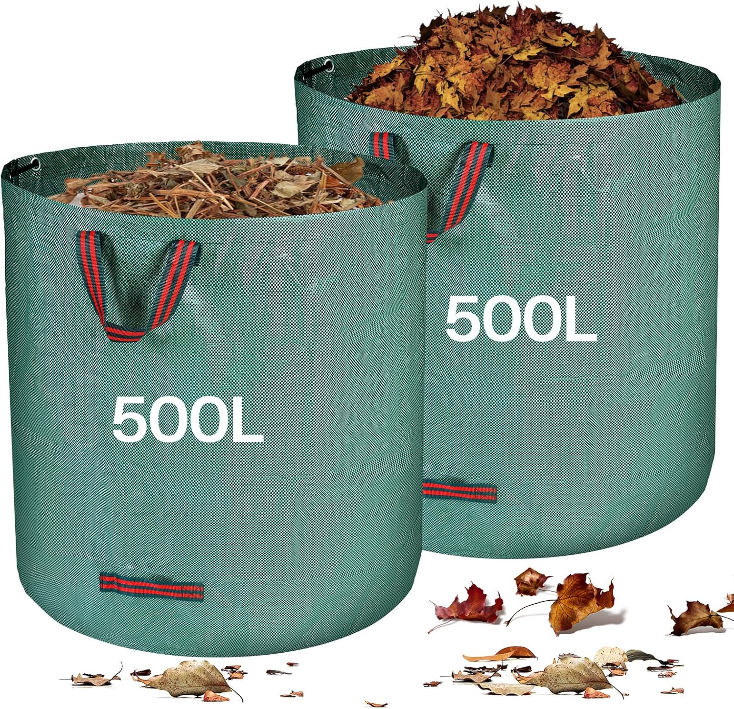 2 Sacchi Per Rifiuti Da Giardino 500L | Autoportanti, Impermeabili Con Manici