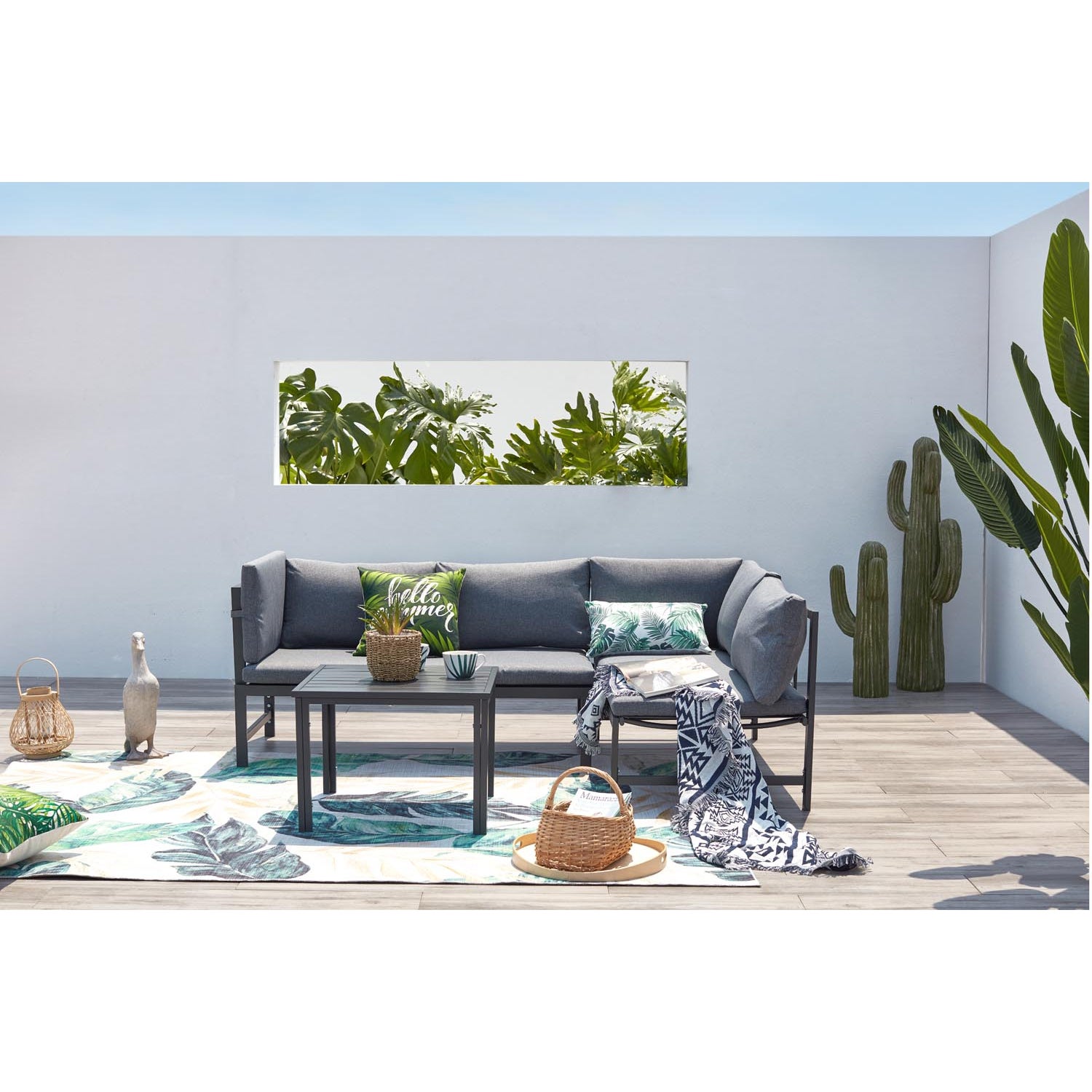 Salon de jardin en Aluminium Gris 4 personnes - 7