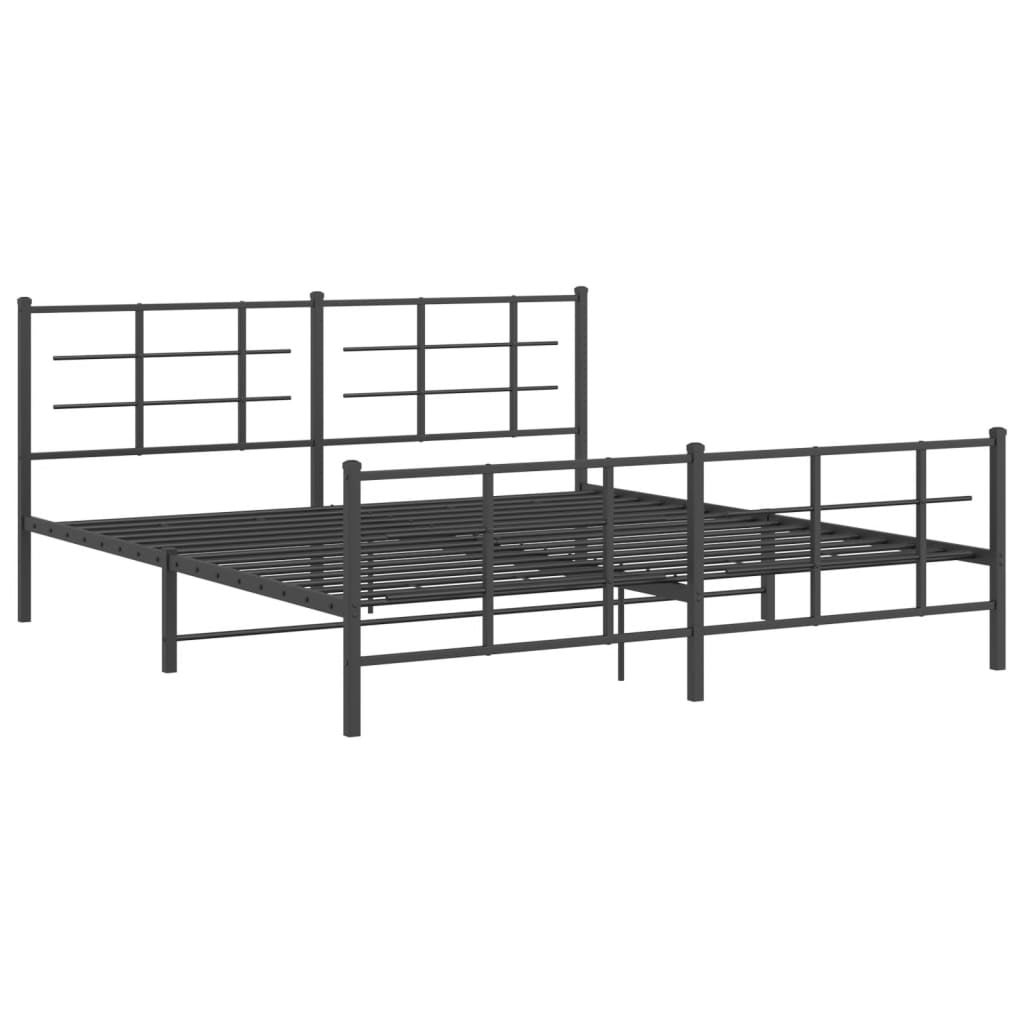 Estructura de cama sin colchón con estribo, de metal negro, para dormitorio, 183 × 213 cm - 3