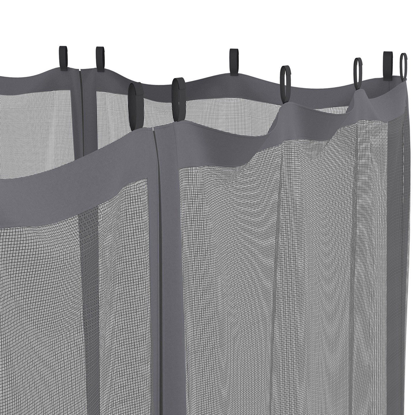 Lot de 4 moustiquaires pour pergola bioclimatique 3x4 gris zippés + crochets - 5