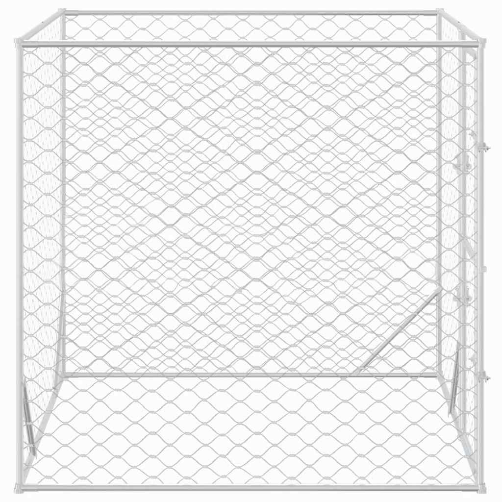 Perrera de exterior acero galvanizado plateado 2x2x2 m vidaXL - 5