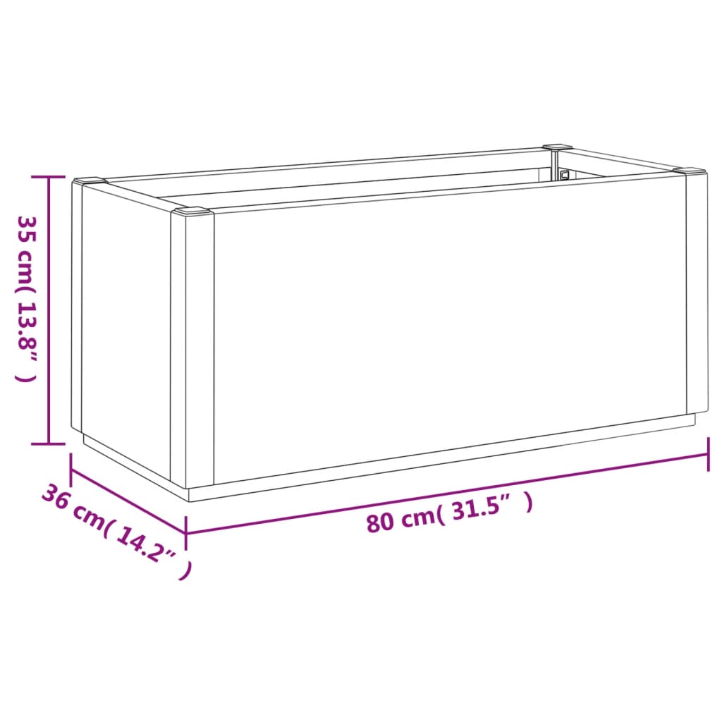 Vaso/floreira 80x36x35 cm PP cinzento-escuro - 9