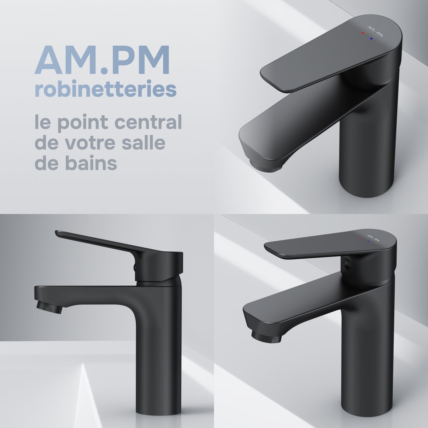 Mitigeur de Lavabo, Robinet de Lavabo avec bonde clic clac, Noir, taille M, FTA82222 AM.PM - 11