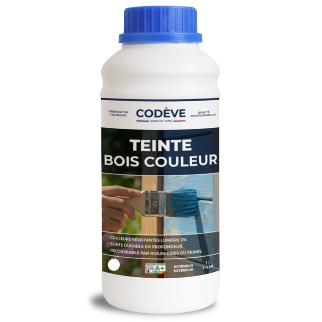 Teinte Bois Couleur - 1 L - Codeve Bois - Gris - Pour Teinter En Couleurs Vos Bois Résineux, Européen Ou Exotique.