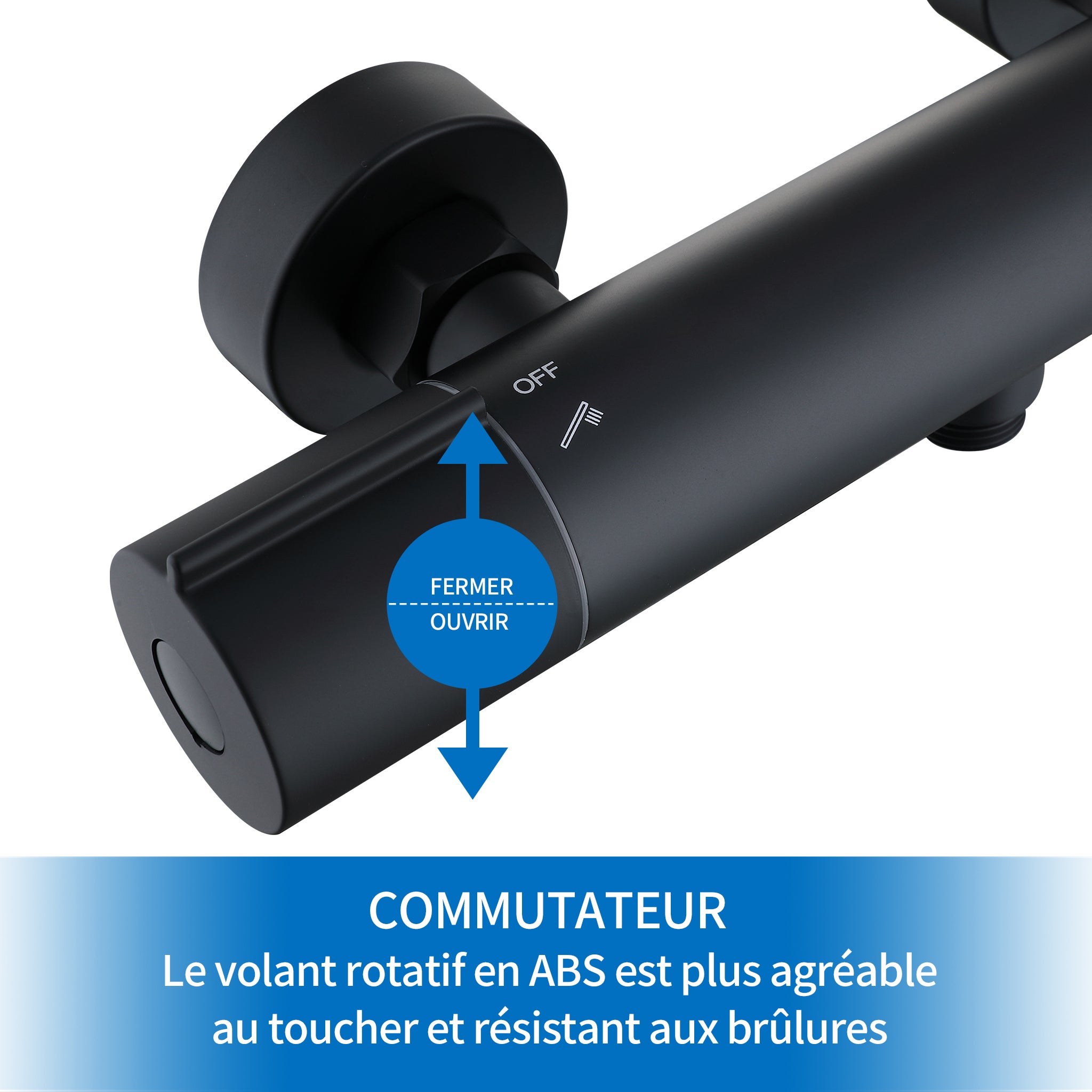 Mitigeur Thermostatique de Douche à 38°C Robinet de Baignoire en Laiton avec Verrou Sécurité Robinet de Douche Noir - 4