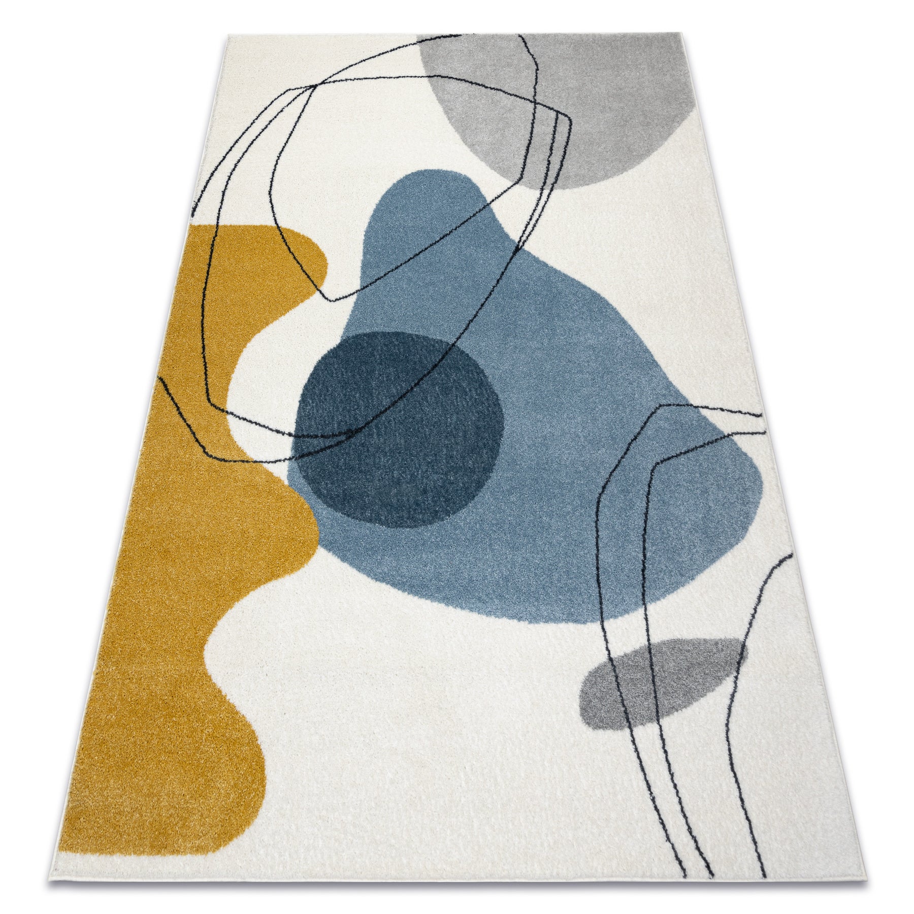 Dywan FUSION 7158 biały / żółty / niebieski - Geometryczny, nowoczesny, abstrakcyjny 120x170 cm