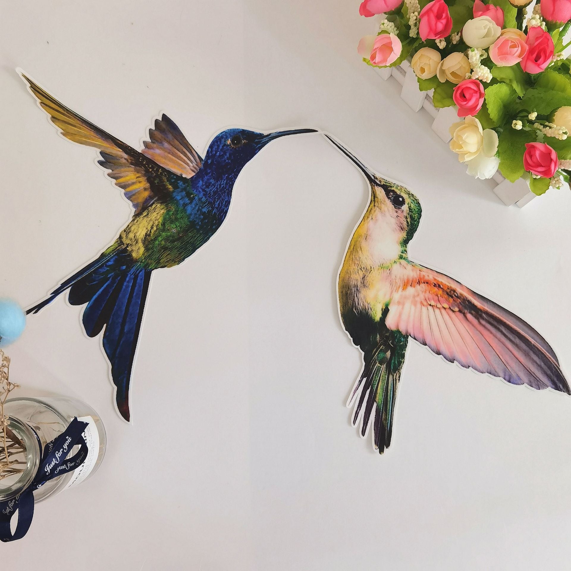 Lot de 12 autocollants anti-collision pour fenêtre, motif colibri, motif oiseau, décoration pour verre - 5